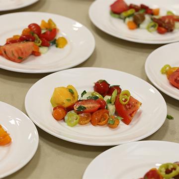 plates of food prepared for the harvest dinner